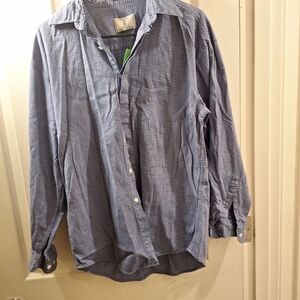 Burma Bibas Blue Cotton Button Down Shirt Medium